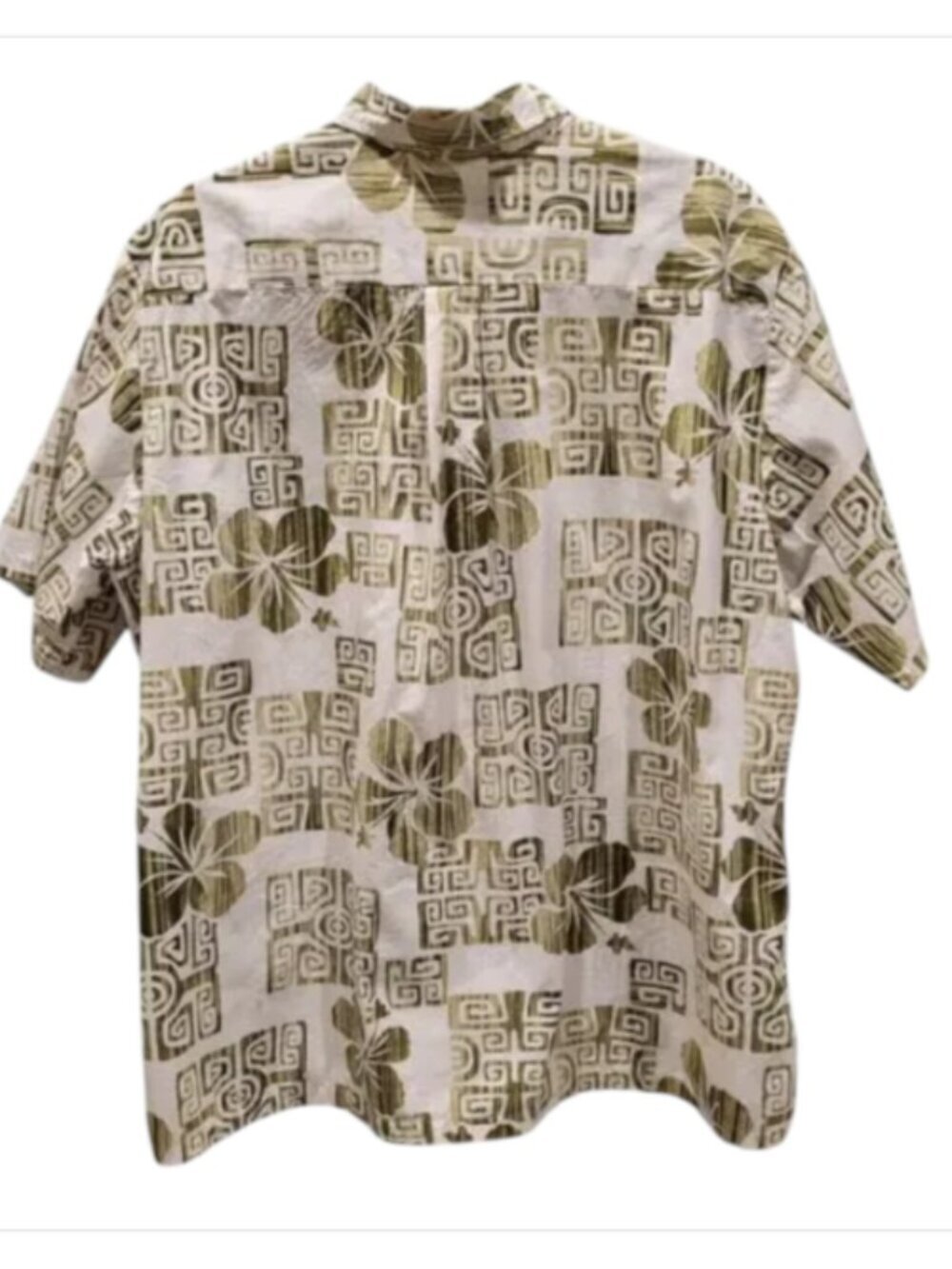 Vintage Men's XL Hawaiian Shirt All Cotton Green White Design Made in Hawaii - Picture 4 of 16